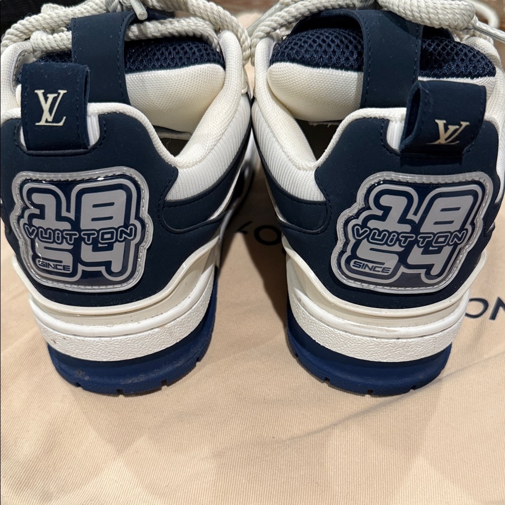 Authentic Louis Vuitton Stylish Navy and White Sneakers - Picture 3 of 5
